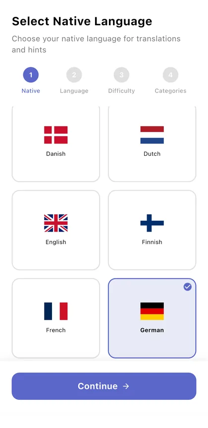 Select native language step